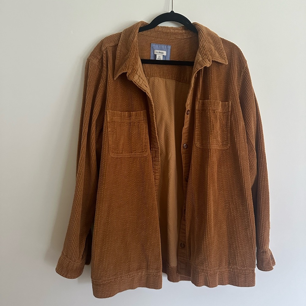 L.L. Bean Brown Button Down Shirt Comfort Corduroy Shirt Shacket 2x Cotton Fall